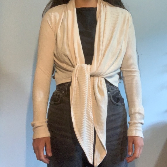 Urban Outfitters Out From Under Cream Ribbed Drape Cardigan Size: XS - Picture 1 of 6